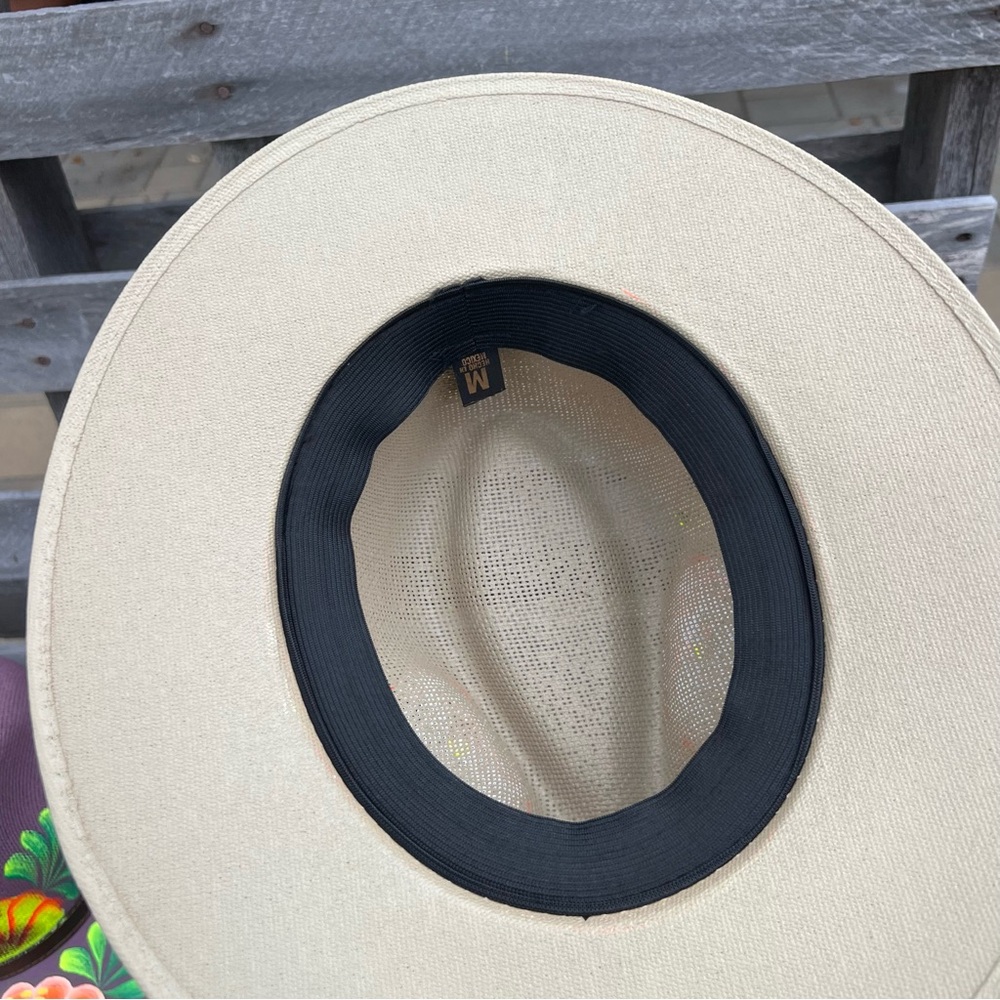 🆕 Hand-Painted Artisan Panama Hat Made in Mexico – Floral Design - Picture 6 of 6